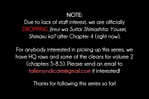 Jinrui wa Suitai Shimashita: Yousei, Shimasu ka? Chapter 4